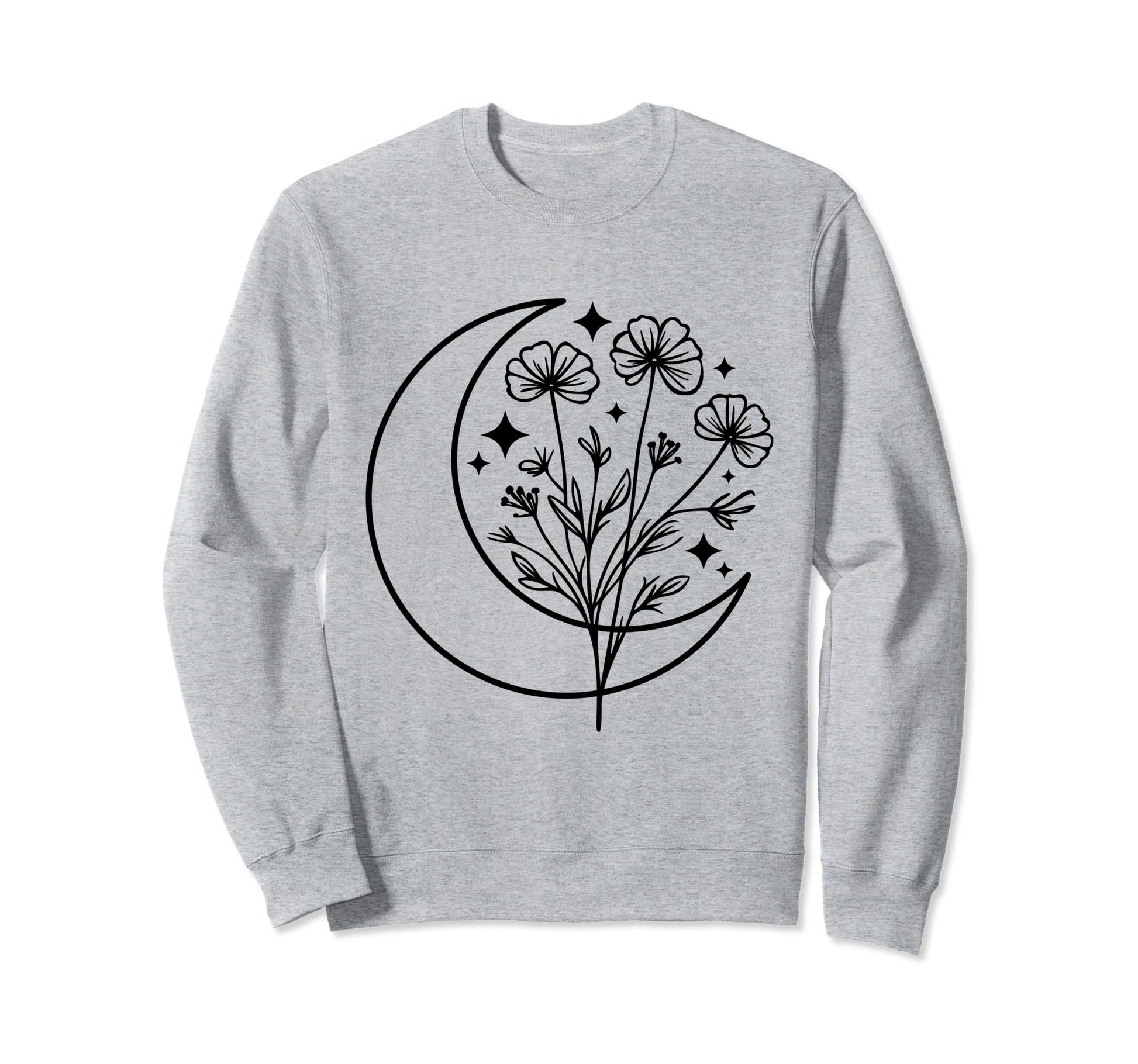 Wildflower Crescent Moon Floral Sweatshirt - Fun Novelty Design Men Women - T-Shirt, Sweatshirt, Hoodie