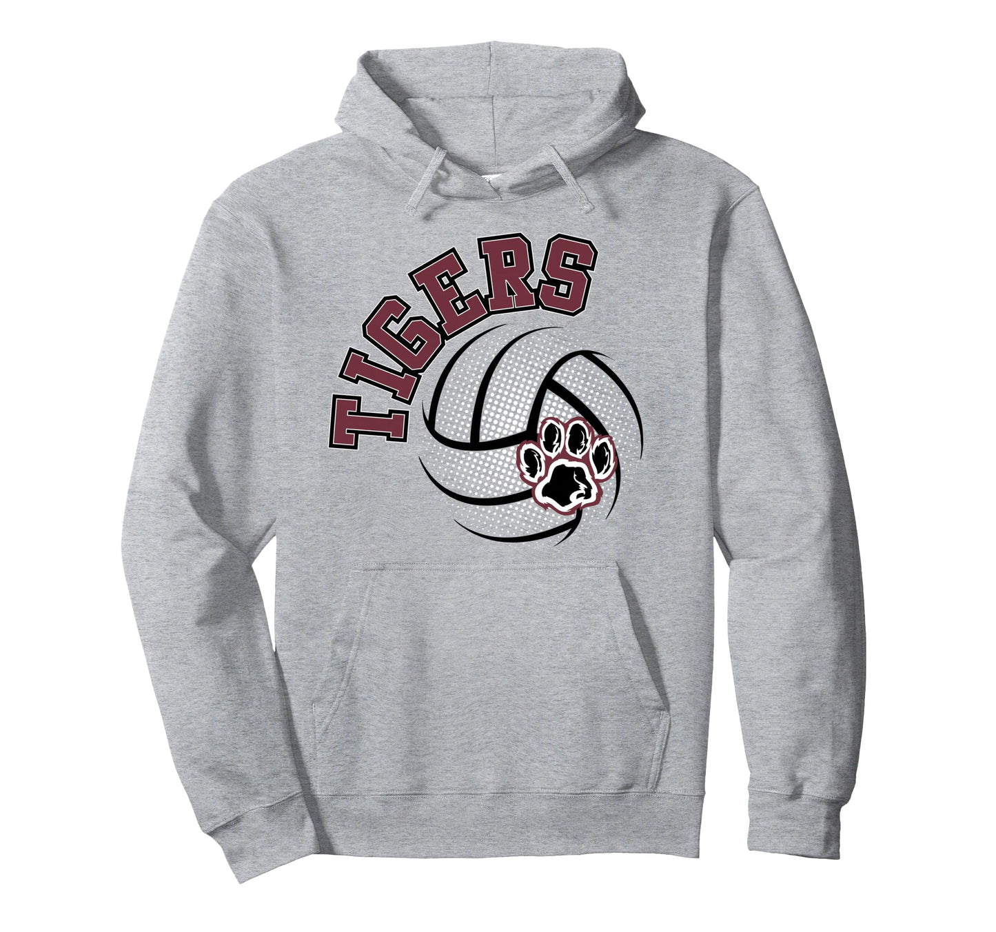 Tigers Volleyball Mom School Spirit Hoodie - Trendy Graphic for Adults - T-Shirt, Sweatshirt, Hoodie