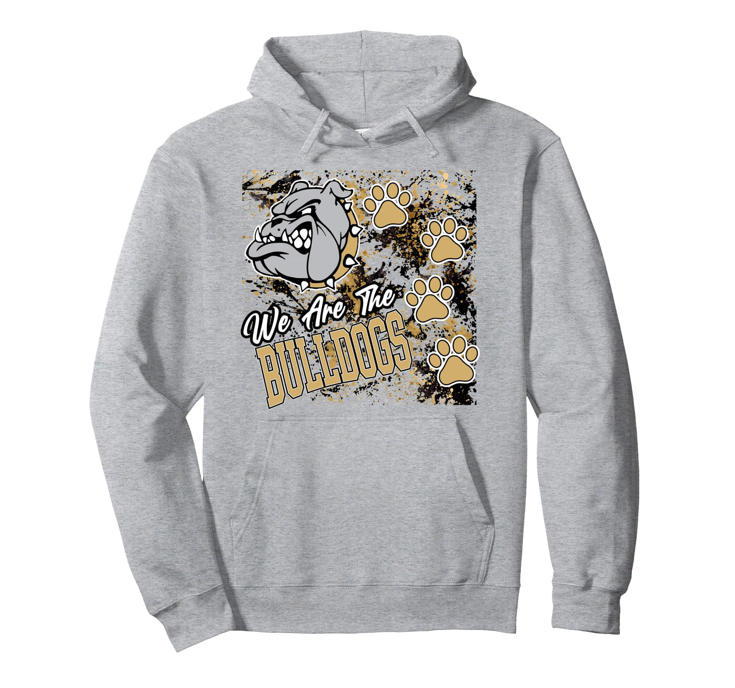 We Are Bulldogs Gold Bulldog Mom Game Day Hoodie - Novelty Apparel Unisex - T-Shirt, Sweatshirt, Hoodie