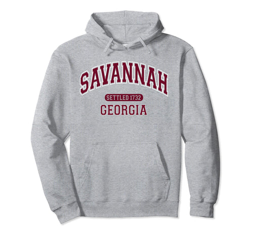 Savannah Georgia Sports Varsity Burgundy Hoodie - Aesthetic Graphic Unisex - T-Shirt, Sweatshirt, Hoodie