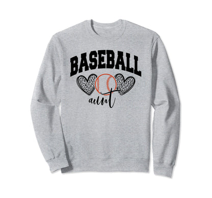 Baseball Aunt Funny Leopard Baseball Sweatshirt - Unique Graphic Unisex - T-Shirt, Sweatshirt, Hoodie