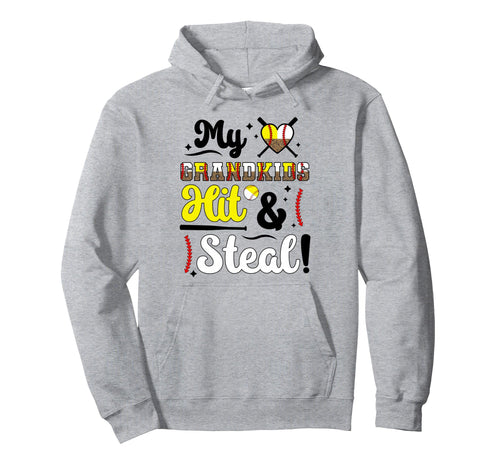 Grandkids Hit Steal Baseball Softball Hoodie - Streetwear Style Men Women - T-Shirt, Sweatshirt, Hoodie