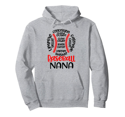 Baseball Nana Funny T Ball Game Hoodie - Minimalist Print Men Women - T-Shirt, Sweatshirt, Hoodie