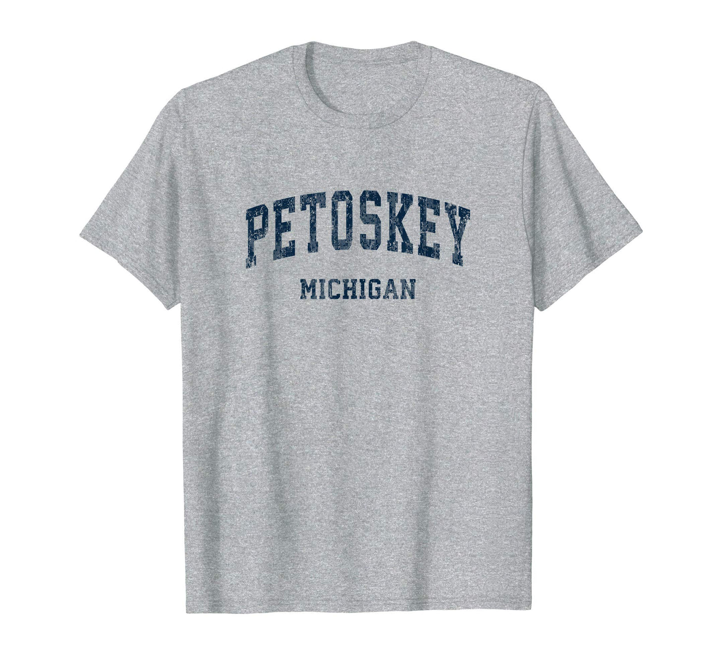 Petoskey Michigan Mi Varsity Sports Navy T-Shirt - Graphic Print Men Women - T-Shirt, Sweatshirt, Hoodie