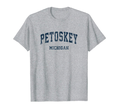 Petoskey Michigan Mi Varsity Sports Navy T-Shirt - Graphic Print Men Women - T-Shirt, Sweatshirt, Hoodie