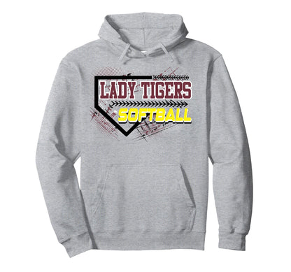 Lady Tigers Softball Mom Game Day Maroon Hoodie - Minimalist Print Unisex - T-Shirt, Sweatshirt, Hoodie