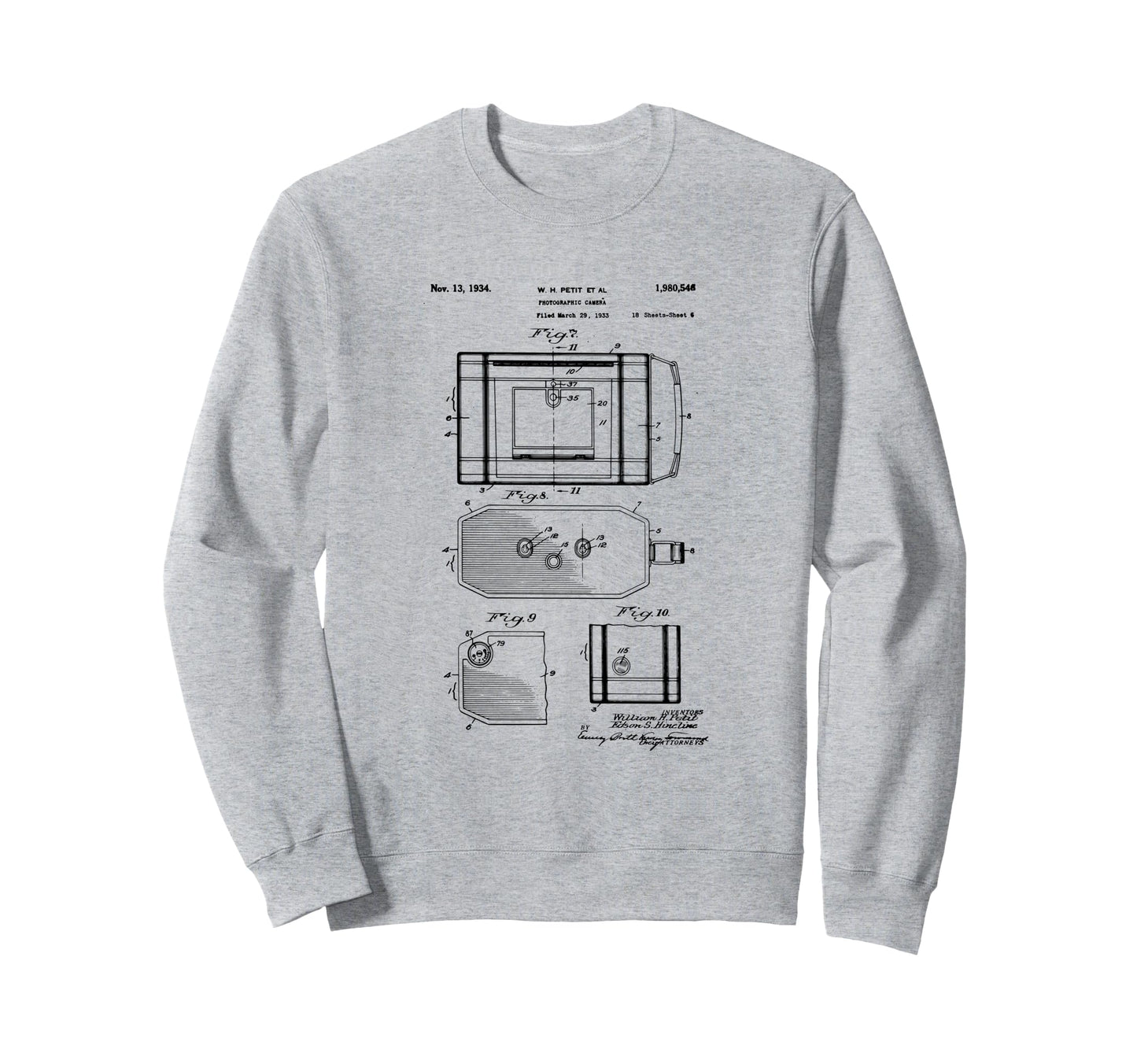 Camera Photographic Patent 1934 Sweatshirt - Fun Novelty Design for Adults - T-Shirt, Sweatshirt, Hoodie