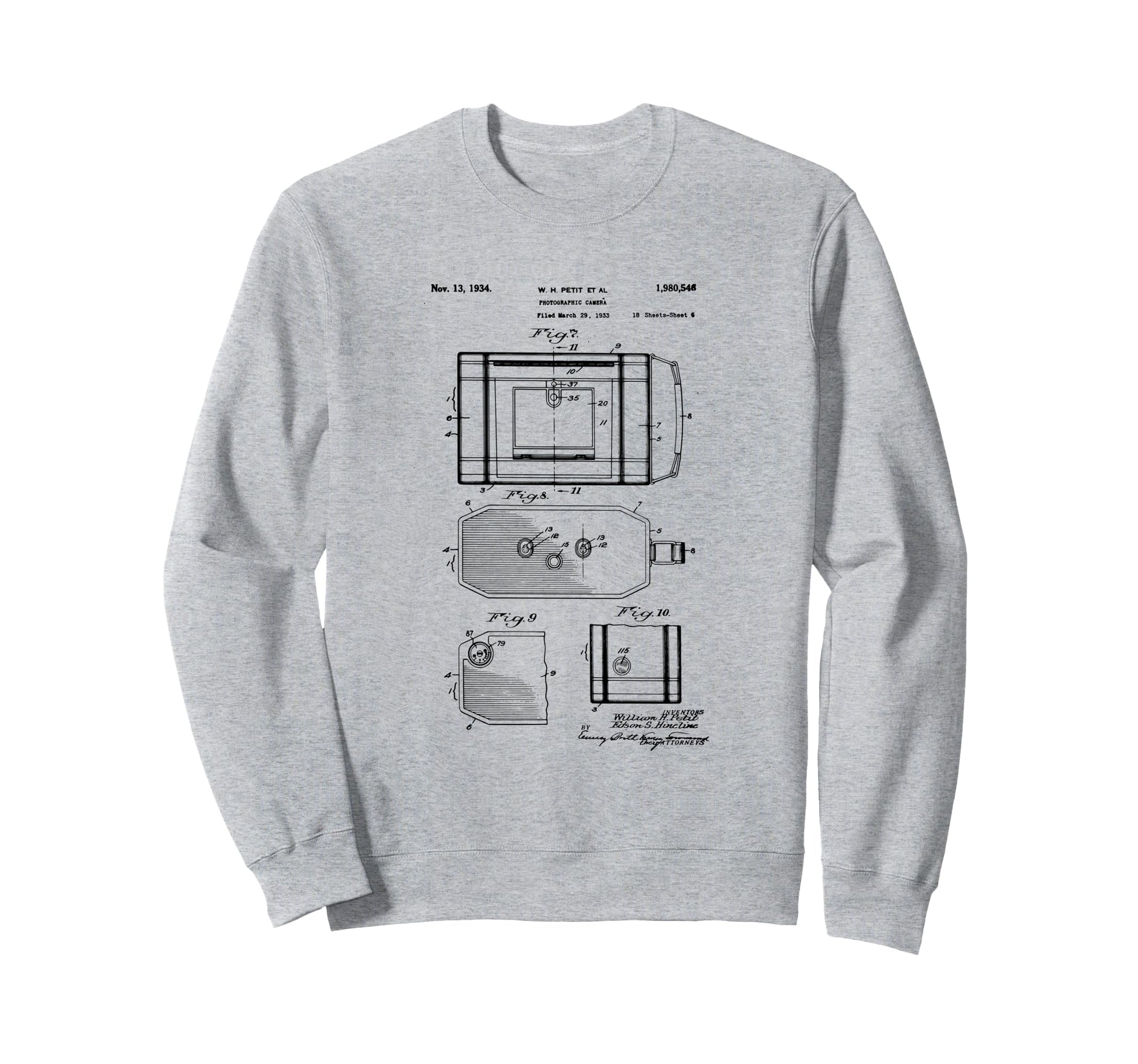 Camera Photographic Patent 1934 Sweatshirt - Fun Novelty Design for Adults - T-Shirt, Sweatshirt, Hoodie