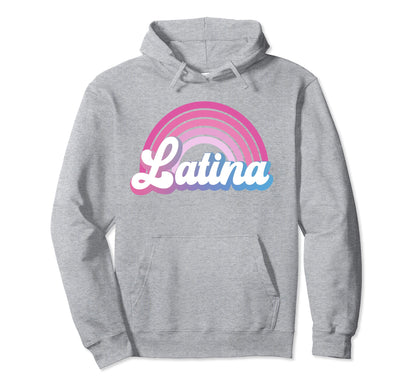 Latina Rainbow Groovy Hoodie - Custom Art Print Unisex - T-Shirt, Sweatshirt, Hoodie
