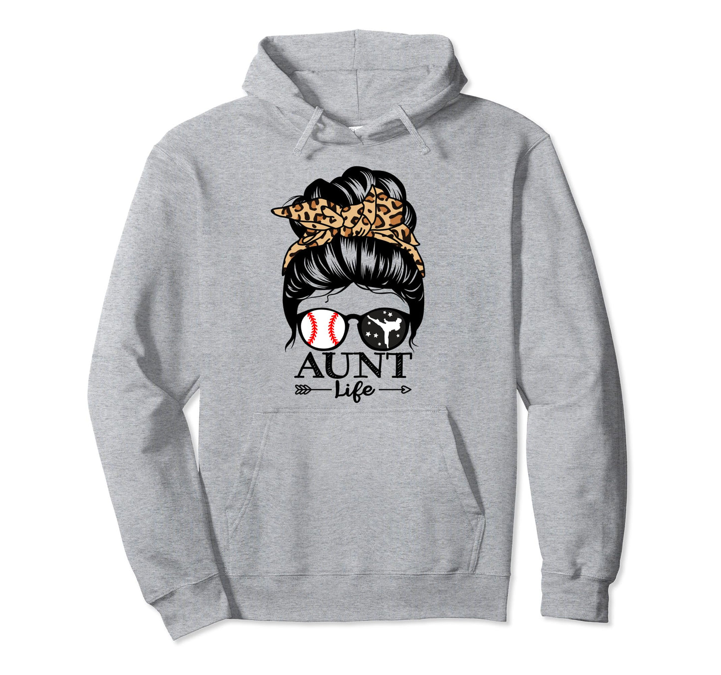 Aunt Life Messy Bun Hair Funny Hoodie - Novelty Apparel for Adults - T-Shirt, Sweatshirt, Hoodie