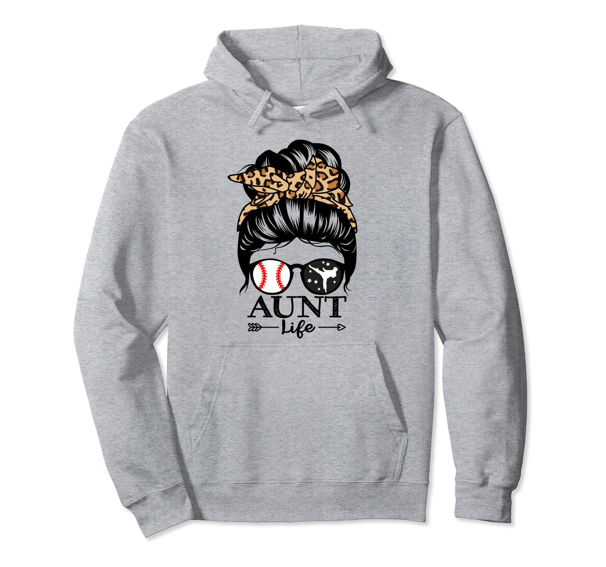 Aunt Life Messy Bun Hair Funny Hoodie - Novelty Apparel for Adults - T-Shirt, Sweatshirt, Hoodie