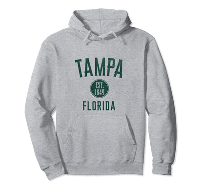 Tampa Florida Varsity Distressed Hoodie - Trendy Graphic Unisex - T-Shirt, Sweatshirt, Hoodie