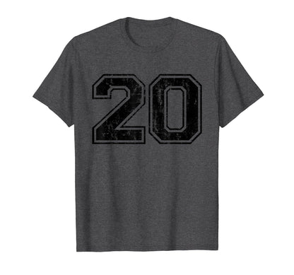 Number 20 Varsity Distressed Sport T-Shirt - Casual Everyday Wear Unisex - T-Shirt, Sweatshirt, Hoodie
