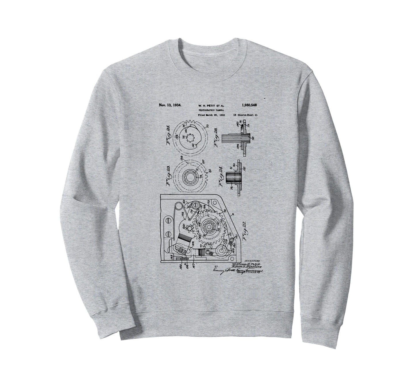 Camera Photographic Patent 1934 Sweatshirt - Novelty Apparel for Adults - T-Shirt, Sweatshirt, Hoodie