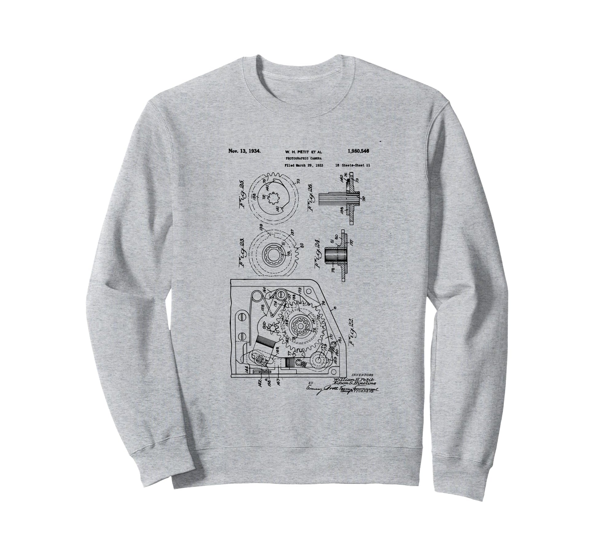 Camera Photographic Patent 1934 Sweatshirt - Novelty Apparel for Adults - T-Shirt, Sweatshirt, Hoodie