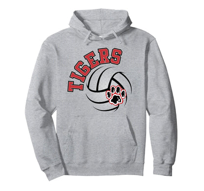 Tigers Volleyball Mom School Spirit Game Hoodie - Trendy Graphic Unisex - T-Shirt, Sweatshirt, Hoodie
