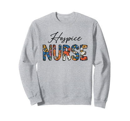 Hospice Nurse Trendy Boho Flowers Sweatshirt - Minimalist Print Unisex - T-Shirt, Sweatshirt, Hoodie
