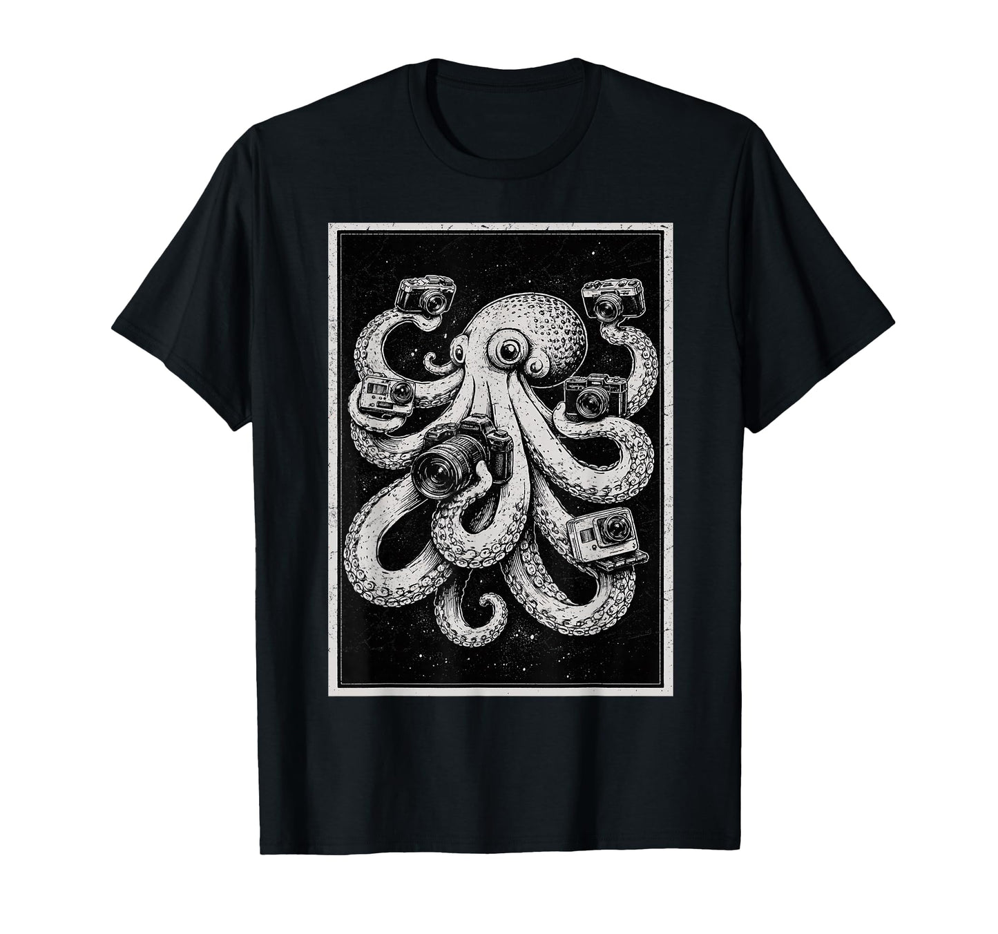 Camera Photographer Octopus Art T-Shirt - Novelty Apparel Men Women - T-Shirt, Sweatshirt, Hoodie