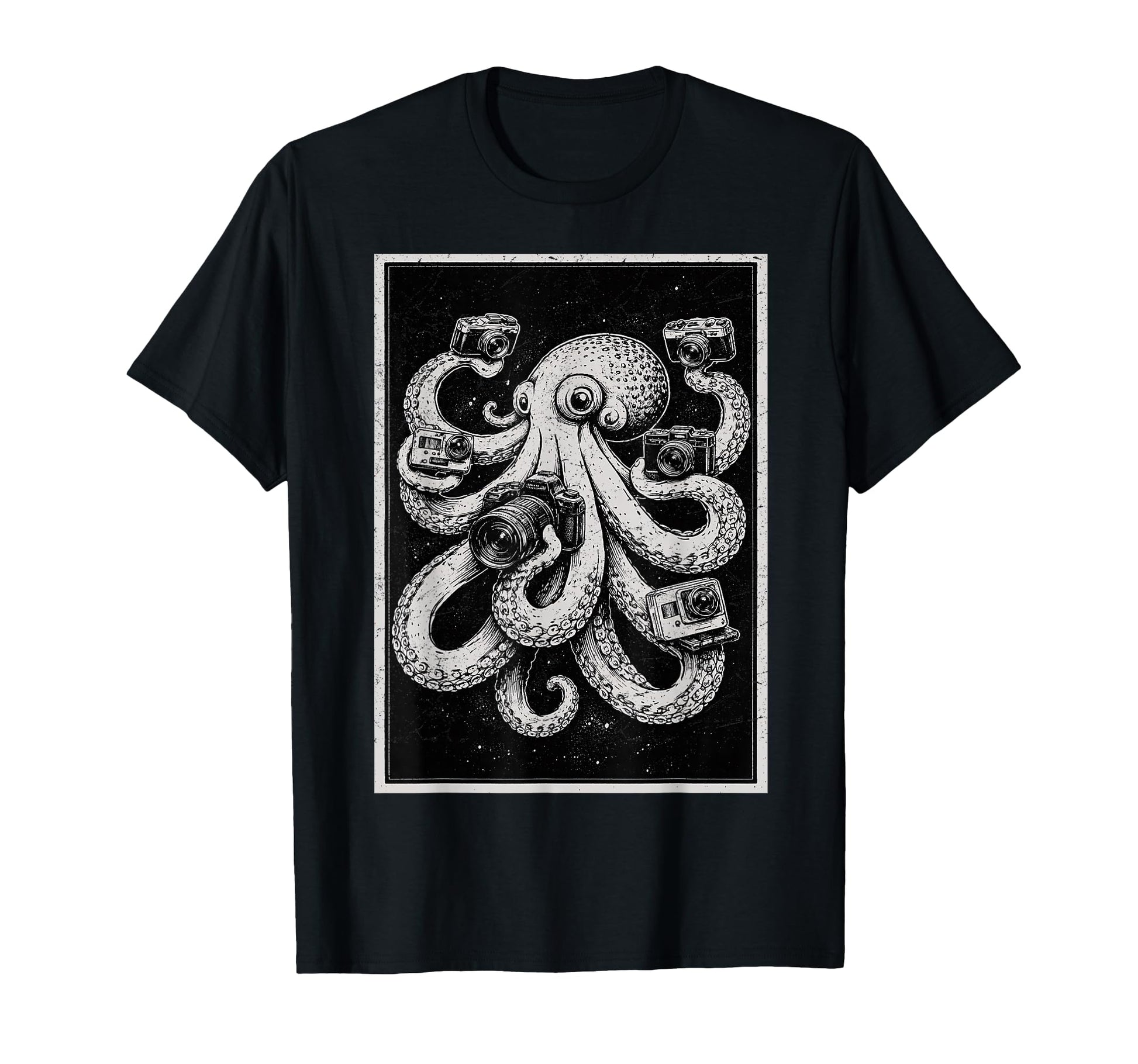 Camera Photographer Octopus Art T-Shirt - Novelty Apparel Men Women - T-Shirt, Sweatshirt, Hoodie