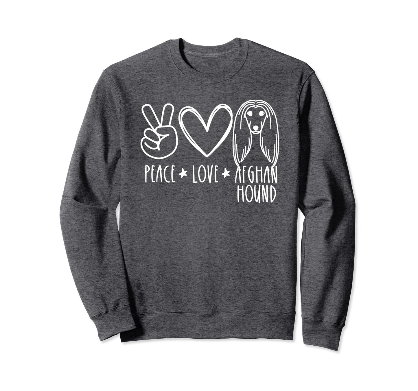 Peace Love And Afghan Hound Dogs Sweatshirt - Aesthetic Graphic for Adults - T-Shirt, Sweatshirt, Hoodie