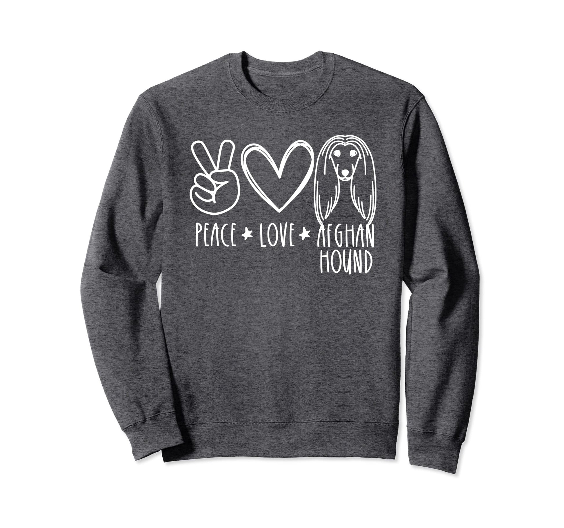 Peace Love And Afghan Hound Dogs Sweatshirt - Aesthetic Graphic for Adults - T-Shirt, Sweatshirt, Hoodie