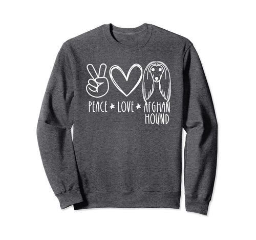 Peace Love And Afghan Hound Dogs Sweatshirt - Aesthetic Graphic for Adults - T-Shirt, Sweatshirt, Hoodie