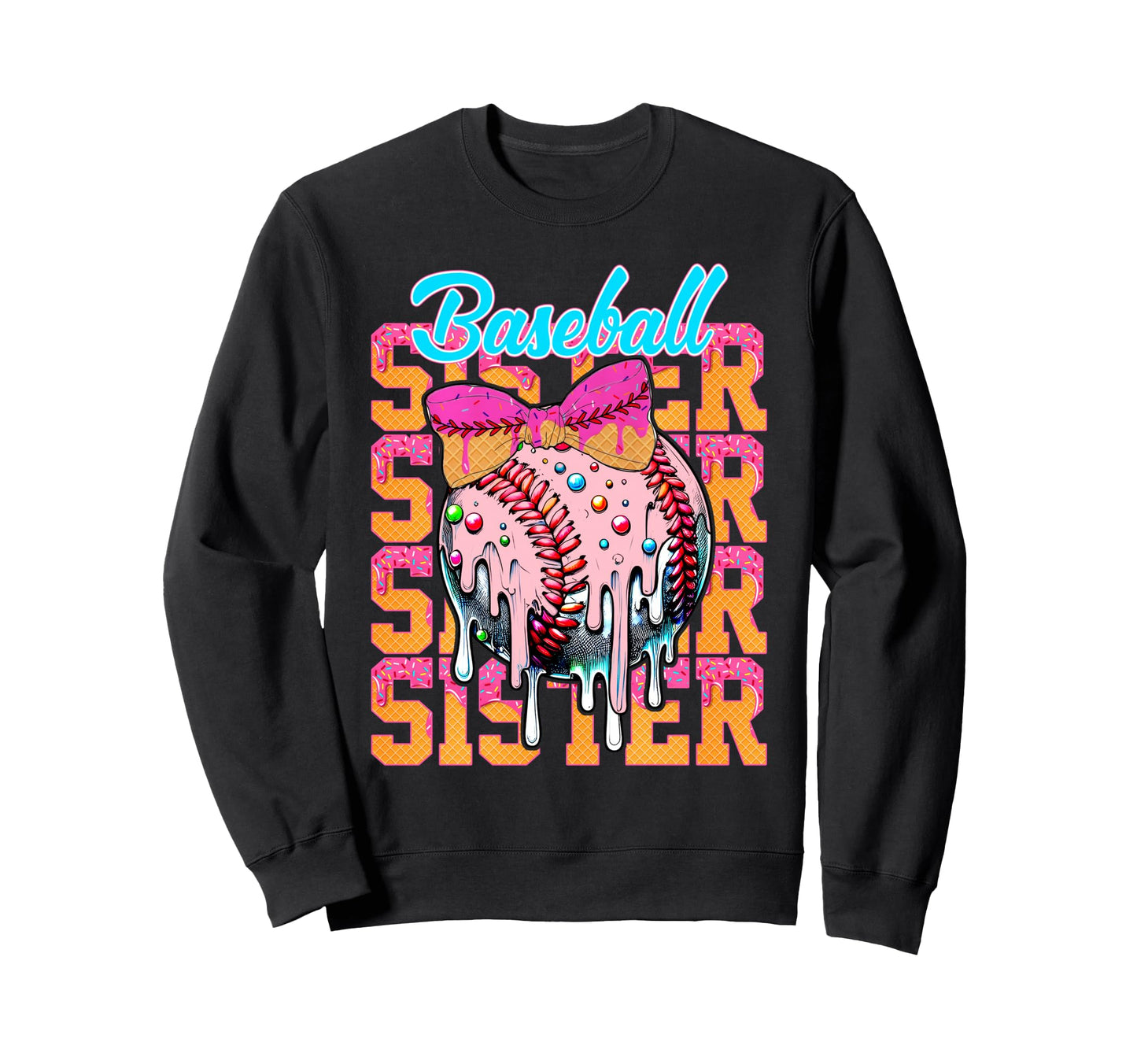 Baseball Sister Drip Ice Cream Sweatshirt - Minimalist Print Unisex - T-Shirt, Sweatshirt, Hoodie