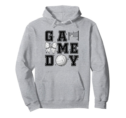 Volleyball Coquette Bow Gameday Cheer Hoodie - Unique Graphic for Adults - T-Shirt, Sweatshirt, Hoodie