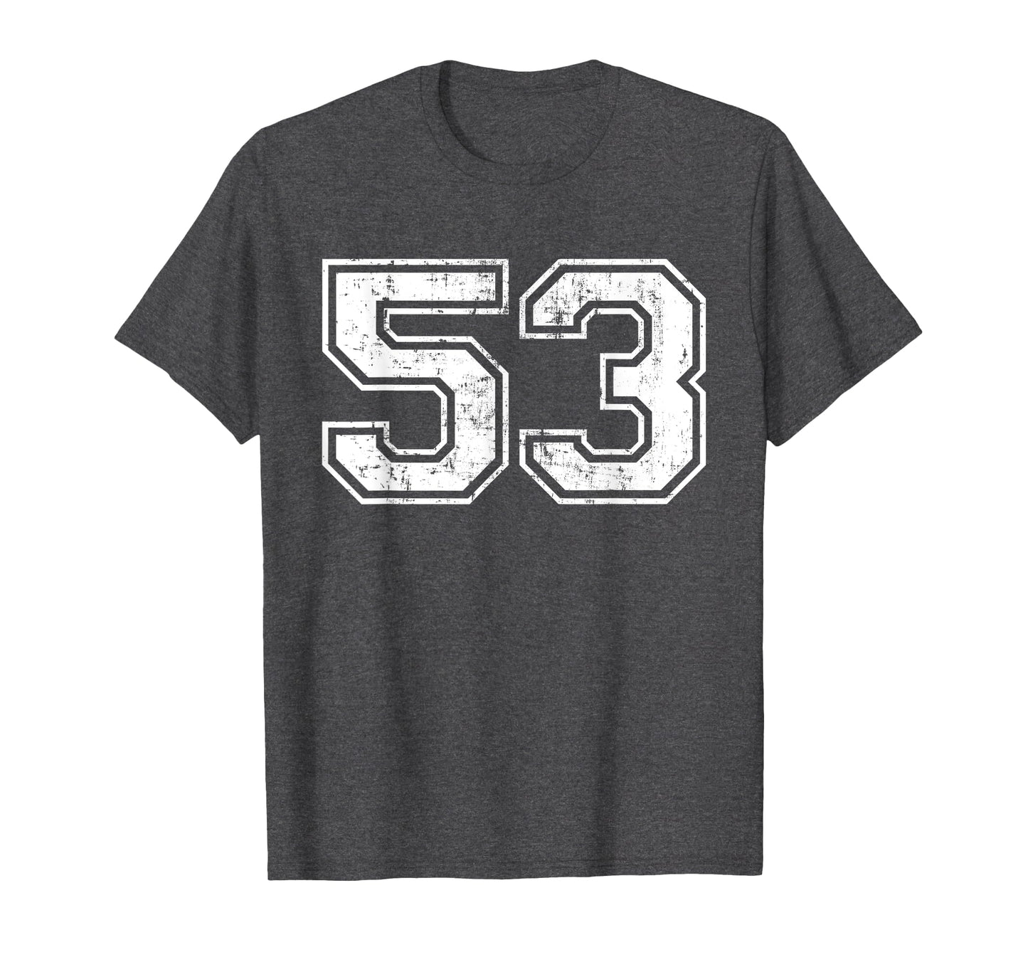 Number 53 Varsity Distressed T-Shirt - Fun Novelty Design for Adults - T-Shirt, Sweatshirt, Hoodie