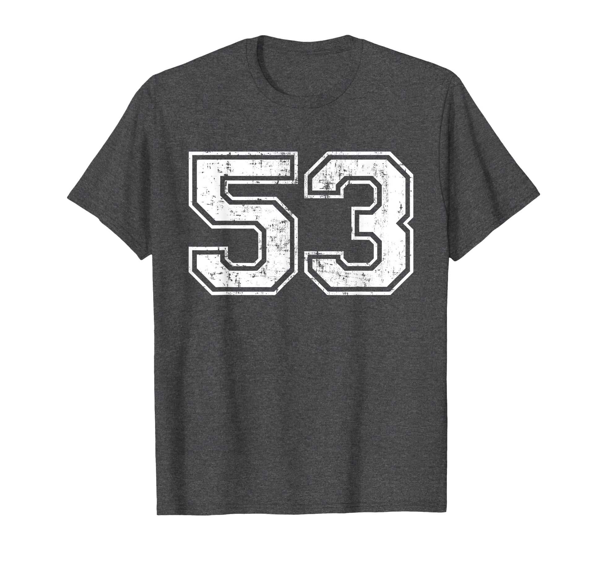 Number 53 Varsity Distressed T-Shirt - Fun Novelty Design for Adults - T-Shirt, Sweatshirt, Hoodie