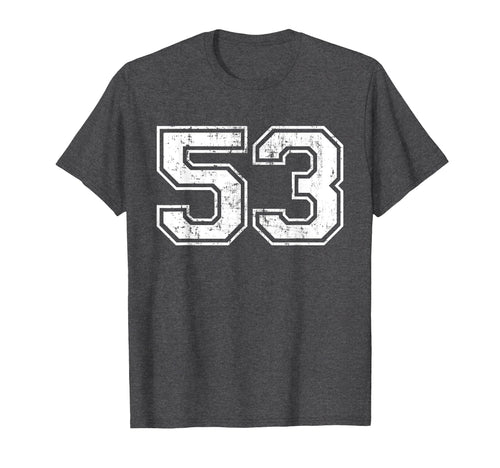 Number 53 Varsity Distressed T-Shirt - Fun Novelty Design for Adults - T-Shirt, Sweatshirt, Hoodie