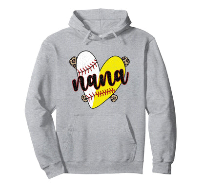 Proud Baseball Softball Nana Grandma Hoodie - Aesthetic Graphic Unisex - T-Shirt, Sweatshirt, Hoodie