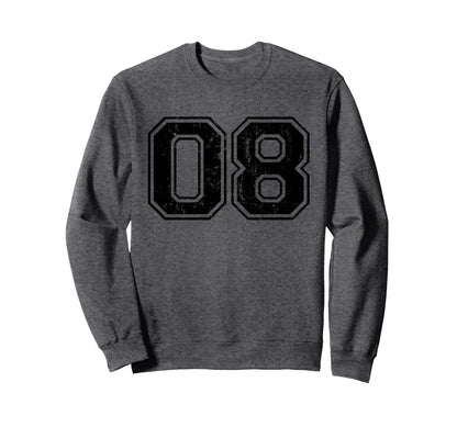 Number 08 Eight Varsity Distressed Sweatshirt - Streetwear Style Men Women - T-Shirt, Sweatshirt, Hoodie