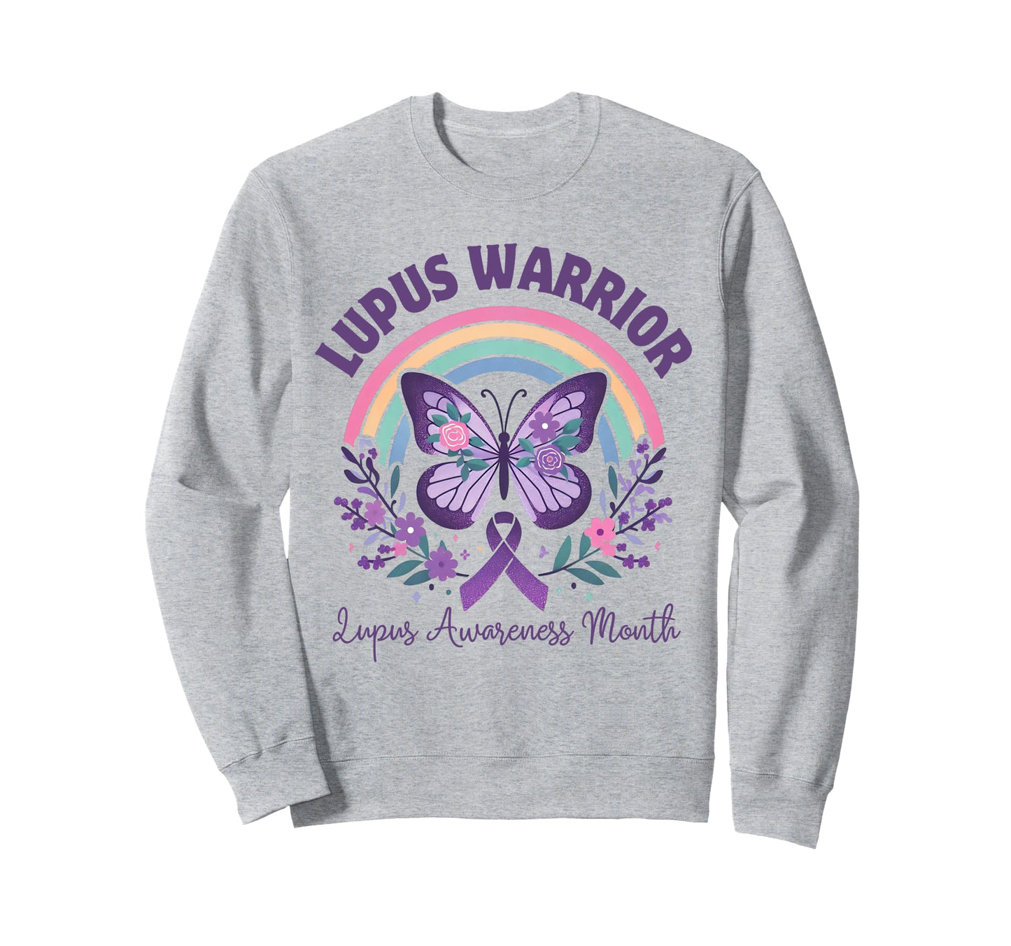 Lupus Warrior Purple Butterfly Sweatshirt - Unique Graphic Men Women - T-Shirt, Sweatshirt, Hoodie