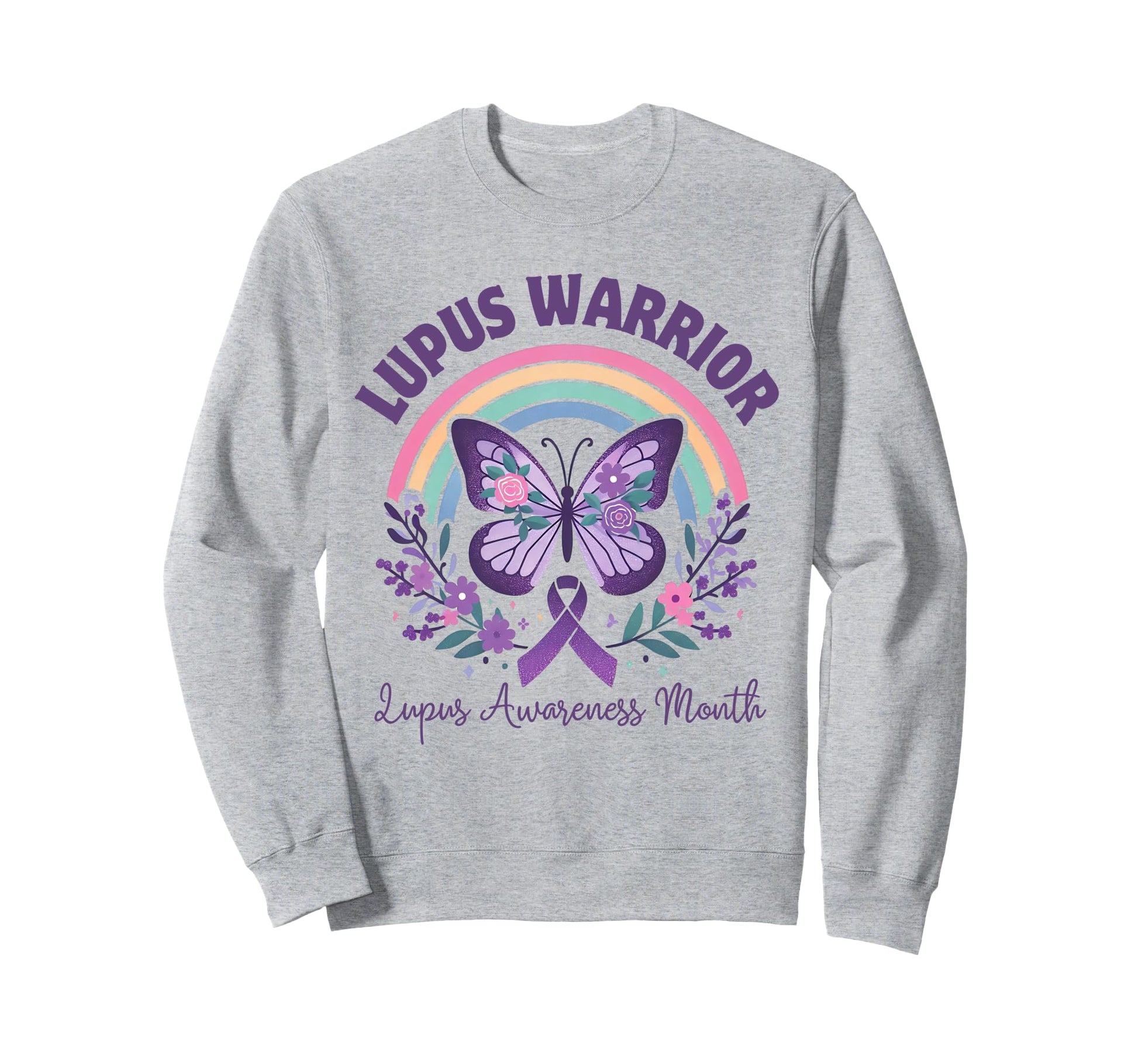 Lupus Warrior Purple Butterfly Sweatshirt - Unique Graphic Men Women - T-Shirt, Sweatshirt, Hoodie