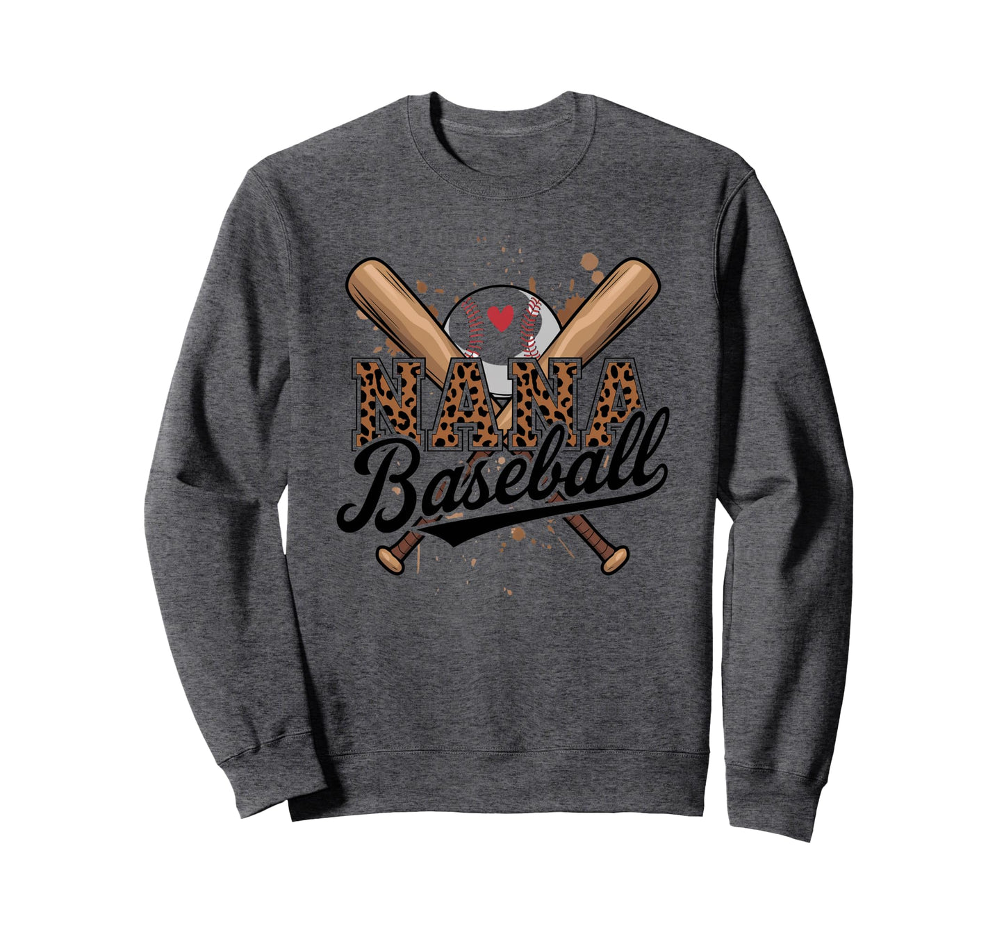 Baseball Nana Cheetah Crossed Bats Sweatshirt - Unique Graphic Unisex - T-Shirt, Sweatshirt, Hoodie