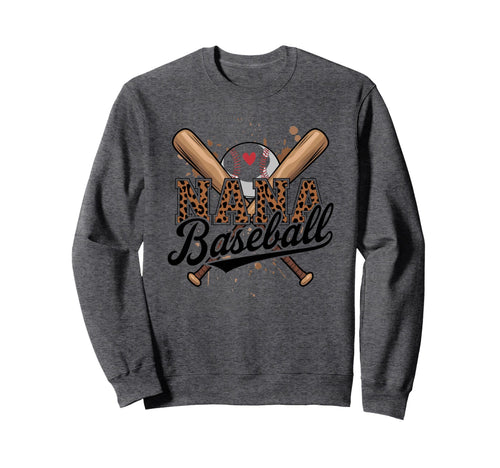Baseball Nana Cheetah Crossed Bats Sweatshirt - Unique Graphic Unisex - T-Shirt, Sweatshirt, Hoodie