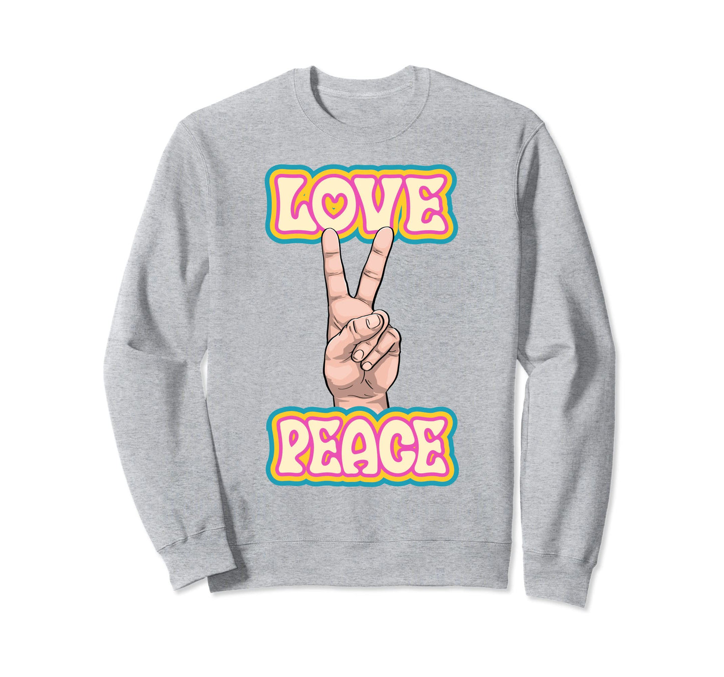 Peace Love Green Yellow Funny Hand Sweatshirt - Streetwear Style Men Women - T-Shirt, Sweatshirt, Hoodie