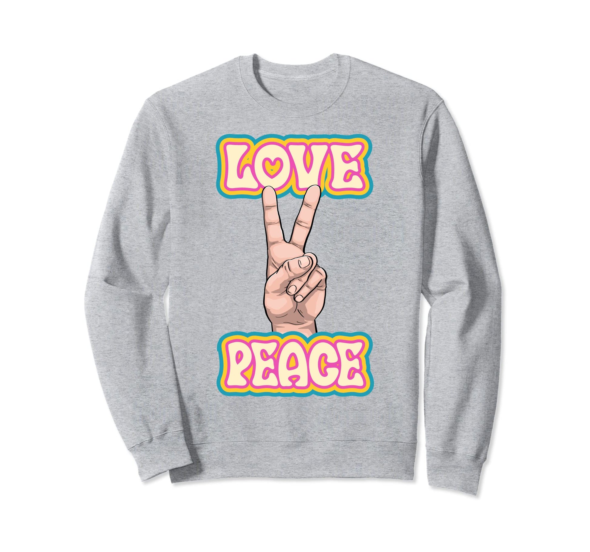 Peace Love Green Yellow Funny Hand Sweatshirt - Streetwear Style Men Women - T-Shirt, Sweatshirt, Hoodie