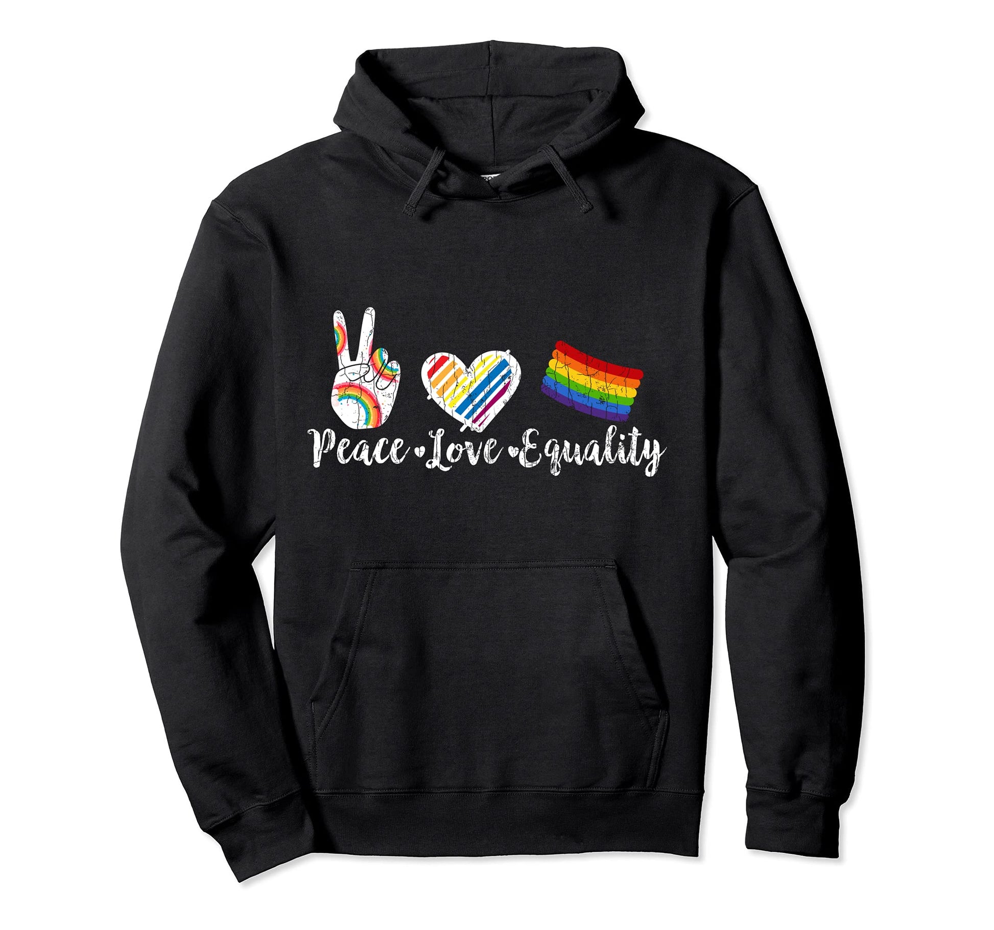 Peace Love Equality Funny Gay Hoodie - Casual Everyday Wear for Adults - T-Shirt, Sweatshirt, Hoodie