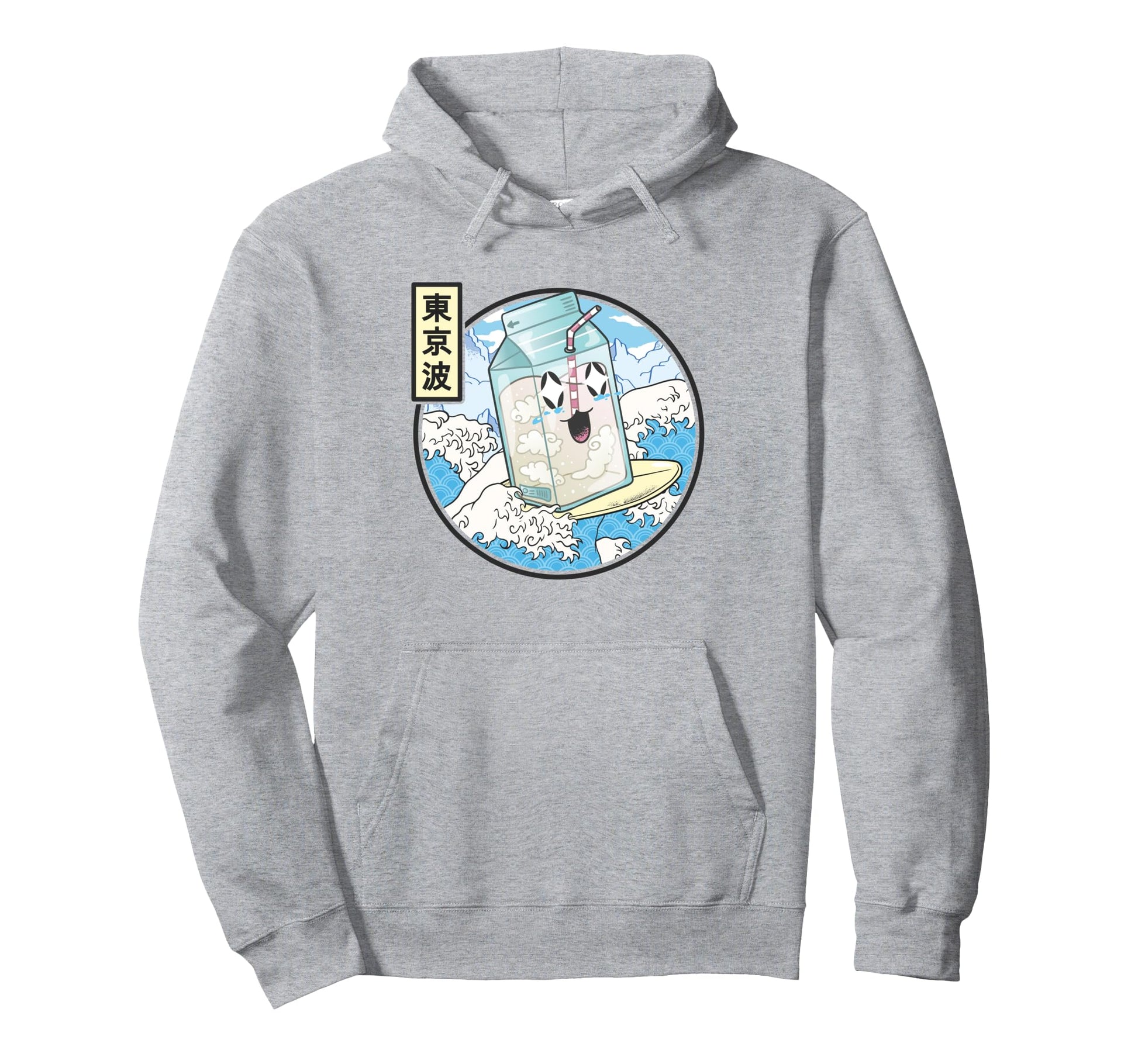 Surfing Milk Carton Japanese Waves Hoodie - Streetwear Style Men Women - T-Shirt, Sweatshirt, Hoodie