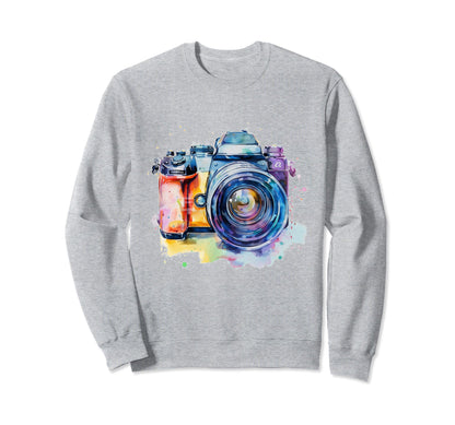 Camera Photography Watercolor Art Sweatshirt - Novelty Apparel Men Women - T-Shirt, Sweatshirt, Hoodie