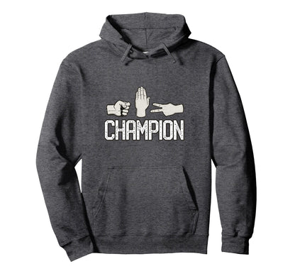 Rock Paper Scissors Champion Hand Game Hoodie - Trendy Graphic for Adults - T-Shirt, Sweatshirt, Hoodie
