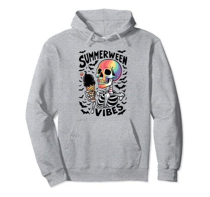 Summerween Vibes Skeleton Ice Cream Hoodie - Custom Art Print Unisex - T-Shirt, Sweatshirt, Hoodie