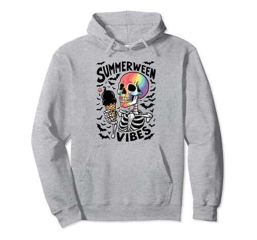 Summerween Vibes Skeleton Ice Cream Hoodie - Custom Art Print Unisex - T-Shirt, Sweatshirt, Hoodie