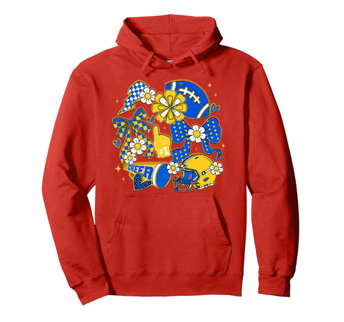 Blue Gold Cheer Football Game Day Hoodie - Casual Everyday Wear for Adults - T-Shirt, Sweatshirt, Hoodie