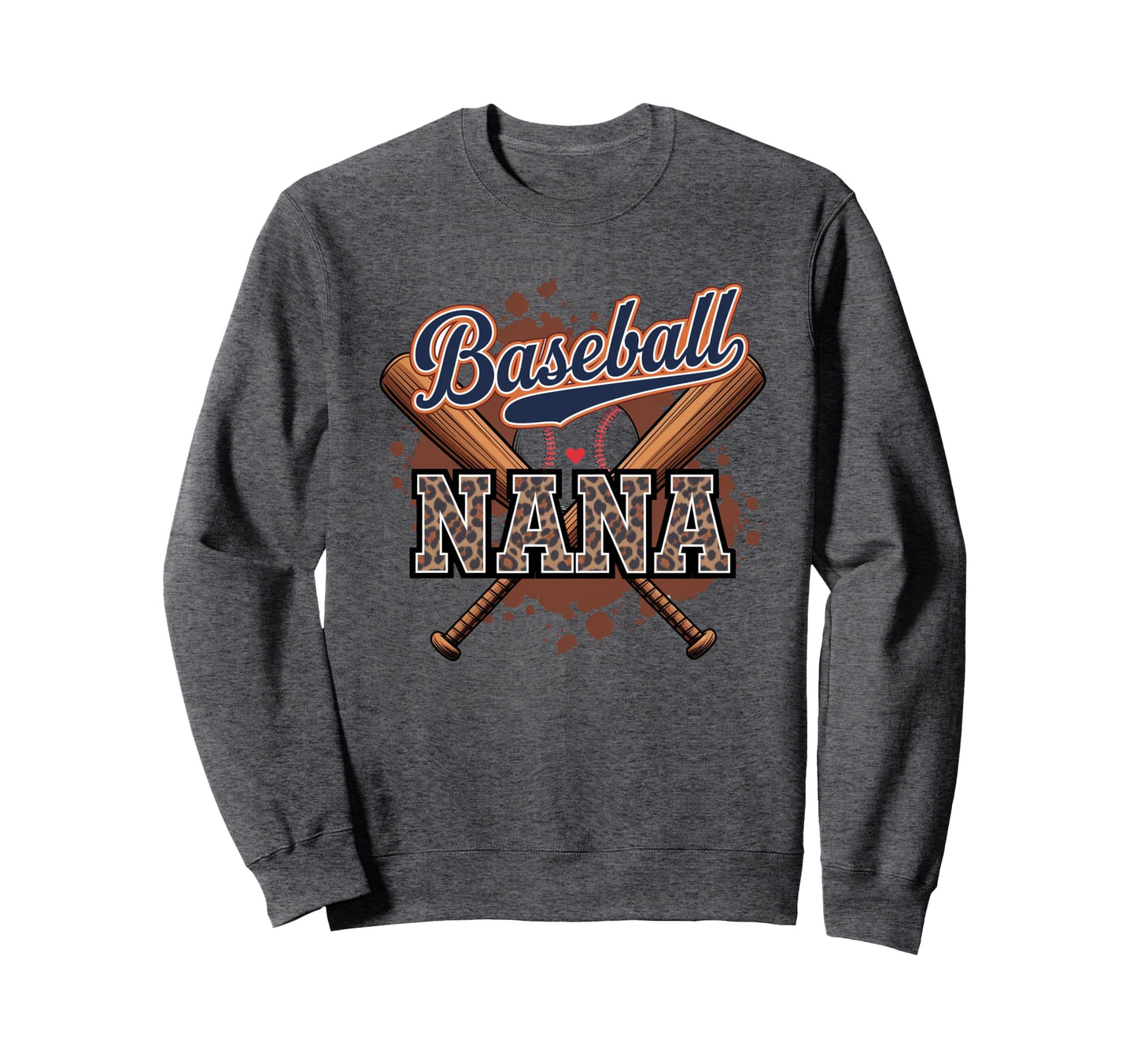 Baseball Nana Heart Leopard Softball Sweatshirt - Aesthetic Graphic Unisex - T-Shirt, Sweatshirt, Hoodie
