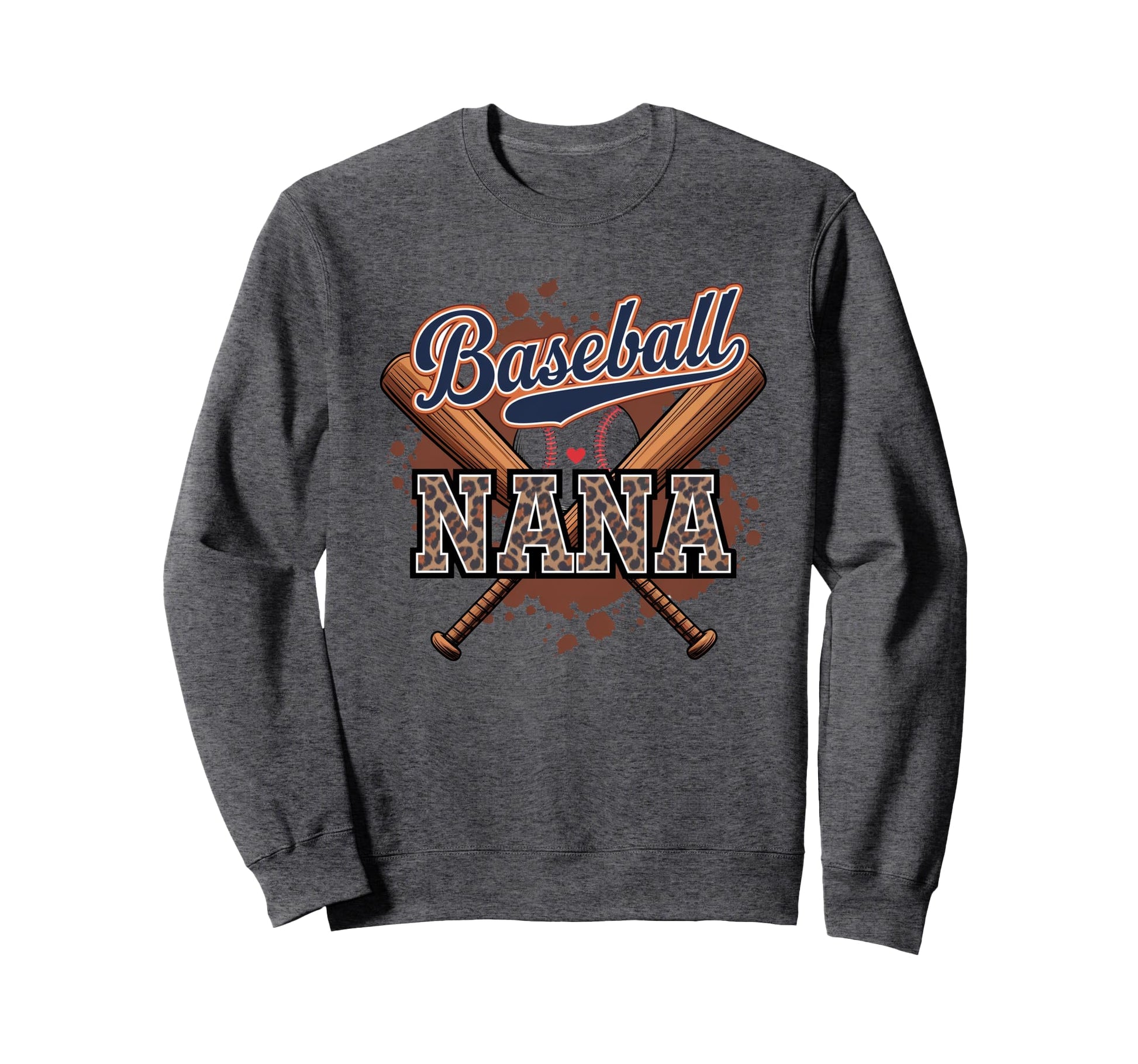Baseball Nana Heart Leopard Softball Sweatshirt - Aesthetic Graphic Unisex - T-Shirt, Sweatshirt, Hoodie