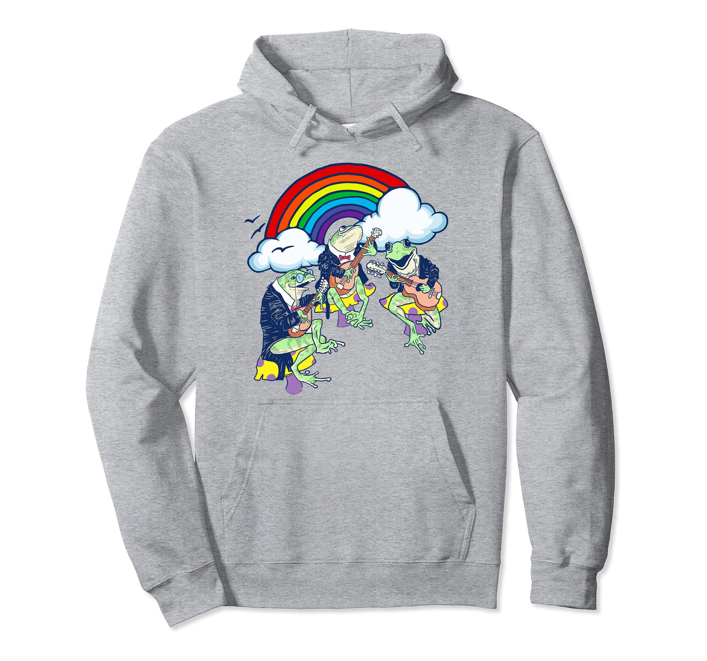 Funny Frogs Guitar Banjo Rainbow Hoodie - Fun Novelty Design for Adults - T-Shirt, Sweatshirt, Hoodie