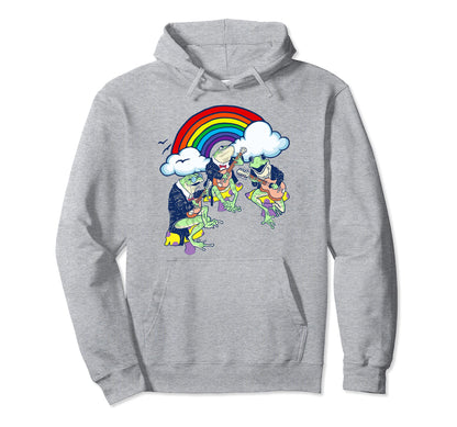 Funny Frogs Guitar Banjo Rainbow Hoodie - Fun Novelty Design for Adults - T-Shirt, Sweatshirt, Hoodie
